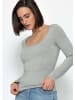 SASSYCLASSY Langarmshirt mit Ausschnitt in Grau