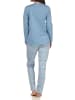 NORMANN Langarm Schlafanzug Pyjama Bündchen Ethnolook Übergröße in hellblau
