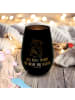 Mr. & Mrs. Panda Glas Windlicht Kuh mit Spruch in Schwarz