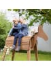 roba Teak-farbenes Outdoorspielpferd aus Holz, stabiles Voltigier- & Gartenpferd