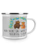 Mr. & Mrs. Panda Emaille Tasse Polterabend Spaß mit Spruch in Heather Grey