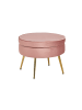 SalesFever Polsterhocker rund mit goldfarbenem Chromgestell und Samtbezug in Rose