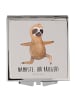 Mr. & Mrs. Panda Handspiegel Faultier Yoga mit Spruch in Grau Pastell