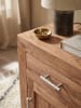 KADIMA DESIGN Nachtschrank aus Massivholz, Landhausstil, 60 cm, Schublade & Tür in Beige