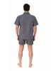 NORMANN kurzarm Schlafanzug Shorty Pyjama gewebt zum Knöpfen - 80177 in grau