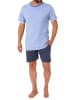 NORMANN kurzarm Schlafanzug Shorty Loungewear - 72086 in blau-melange