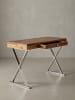 KADIMA DESIGN Schreibtisch | Sheesham/Chrom, 120x55x78cm, Schublade in Silber