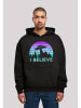 F4NT4STIC Heavy Hoodie I BELIEVE UFO Alien Raumschiff Retro in schwarz