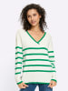 Heine Streifenpullover in grasgrün-ecru-geringelt