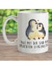 Mr. & Mrs. Panda Plastikbecher Pinguin umarmen mit Spruch in Weiß
