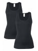 Hessnatur Tanktop Rundhals Fitted 2er-Set in schwarz