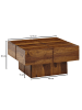 KADIMA DESIGN Couchtisch Sheesham Massivholz Quadrat, modernes Rillenmuster