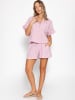 SASSYCLASSY Gestreifte Musselin Shorts in Rosa