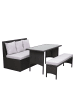 MCW Garnitur G16 mit 2er Sofa Tisch und Bank, Schwarz, Kissen hellgrau