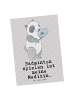 Mr. & Mrs. Panda Ansichtskarte Panda Badminton  mit Spruch in Grau Pastell