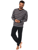 NORMANN Frottee Pyjama Schlafanzug lang Bündchen - 51544 in schwarz