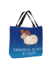 Mr. & Mrs. Panda Tote Bag Sternzeichen Widder mit Spruch in Sternenhimmel Blau
