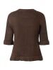 More & More kurzer, femininer Halbarmpullover, Rüschen in espresso brown