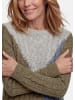 GOLDNER Kurzgröße:  Zopfpullover in Bouclé-Optik in khaki / gemustert