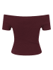 Urban Classics Urban Classics Damen Ladies Off Shoulder Rib Tee 2-Pack in redwine+black
