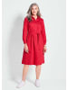GOLDNER Kurzgröße:  Hemdblusenkleid mit Bindegürtel in rot
