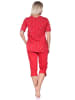 NORMANN kurzarm Schlafanzug Caprihose Pyjama in rot