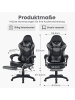 ABRIHOME Gaming Stuhl in Grau mit Fußstütze Kopfstütze Lendenstütze