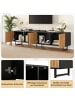 ABRIHOME TV Schrank in Natur Schwarz mit 4 Türen 180x40x50 cm für 80 Zoll Fernseher