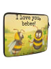 Mr. & Mrs. Panda Laptop Tasche Bienen Paar Design mit Spruch in Weiß