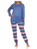 NORMANN Pyjama lang Bündchen und gestreifter Hose - 81604 in blau
