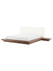 Beliani Doppelbett ZEN in Braun/Weiß - (W) 308 x (H) 86 x (L) 229 cm