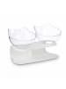 relaxdays Katzen-Doppelnapf in Weiß/ Transparent -  (B)27,5 x (H)16 x (T)13,5 cm