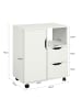 SoBuy Rollcontainer in Reinweiß - (W) 35 x (H) 70 x (L) 60 cm
