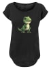 F4NT4STIC Long Cut T-Shirt Süßer grüner Dino in schwarz