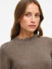 Vila Weicher Strickpullover mit Rundhalsausschnitt und Rippenbündchen in Hellbraun