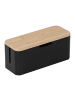 relaxdays Kabelbox in Natur/ Schwarz - (B)34 x (H)14,5 x (T)13,5 cm