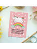 Mr. & Mrs. Panda Wanddeko Einhorn Regenbogen mit Spruch in Rot Pastell