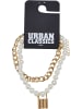 Urban Classics Urban Classics Unisex Padlock Pearl Layering Bracelet in gold