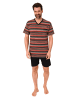 NORMANN Kurzarm Schlafanzug Pyjama Shorty Streifen - 84476 in rot