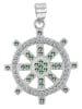 Adeliás Damen Anhänger Steuerrad aus 925 Silber mit Zirkonia in grün