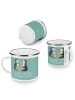 Mr. & Mrs. Panda Emaille Tasse Gastgeschenke Freude mit Spruch in Meeresbrise