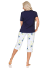 NORMANN Schlafanzug kurzarm Pyjama floraler Print Jersey - 85004 in marine