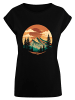 F4NT4STIC T-Shirt Sonnenuntergang Berglandschaft in schwarz