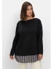 sheego 2-in-1-Langarmshirt in schwarz
