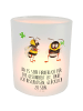 Mr. & Mrs. Panda Glas Windlicht Hummeln Kleeblatt mit Spruch in Transparent
