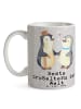 Mr. & Mrs. Panda Tasse Pinguin Beste Großeltern der Welt mit Spruch in Grau Pastell