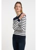DreiMaster Damen Strickpullover in Marine Wollweiss