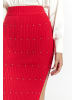 faina Damen Strickrock Mit Strass-Steinen in Rot