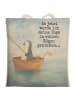 Mr. & Mrs. Panda Shopper Bag Pinguin Angelboot Design mit Spruch in Weiß
