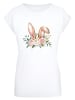 F4NT4STIC T-Shirt Blumen Osterhasen Ohren Dekor in weiß